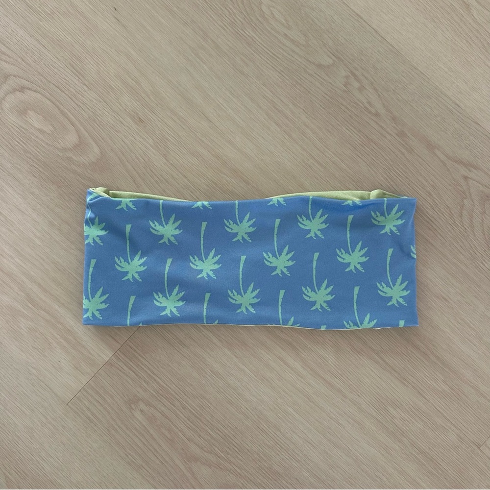 Blue and Green Palm Print Bikini Top